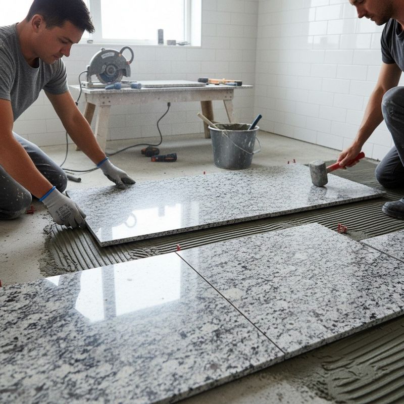 Red Granite Tile Installation